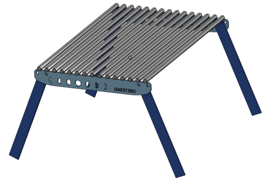 OakStoke Open Fire Grill, 18x12 304 stainless steel open fire cooking grill with 12-inch fixed legs